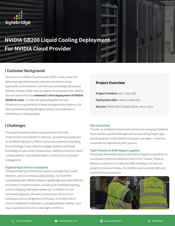 NVIDIA GB200 Liquid Cooling Deployment  For NVIDIA Cloud Provider