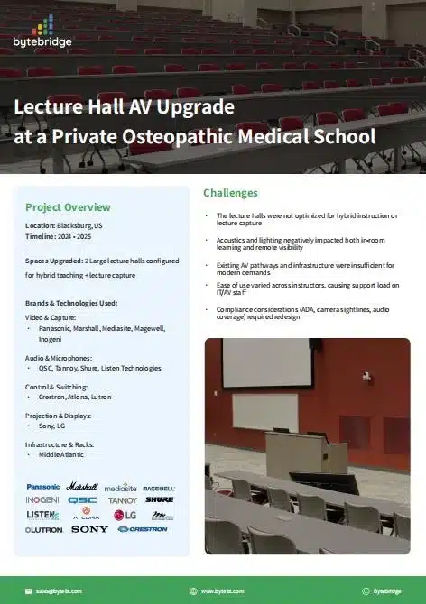 Lecture Hall AV Upgrade at a Private Osteopathic Medical School